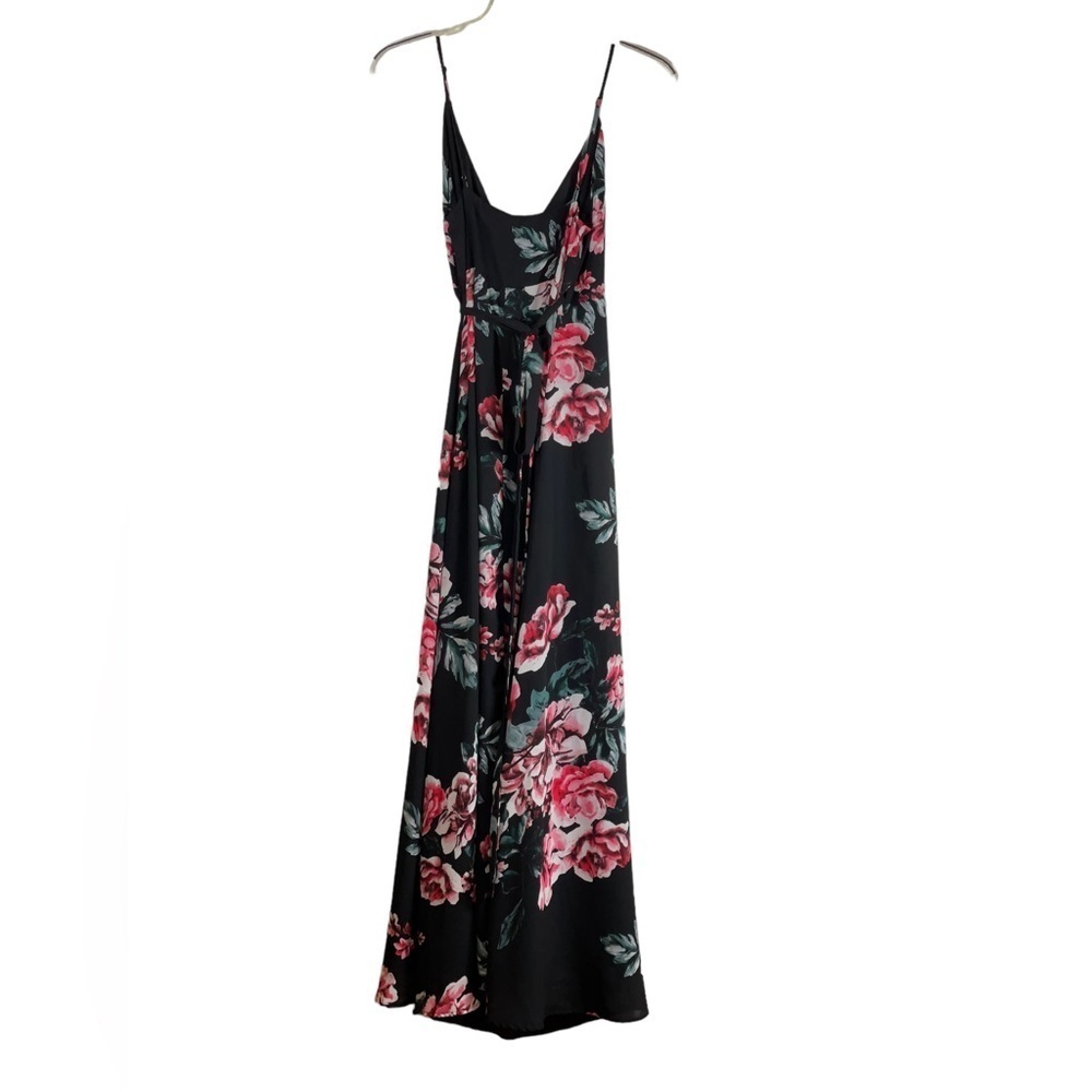 Lulus black floral wrap maxi dress. Size small. GUC - Picture 5 of 9